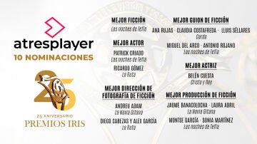 atresplayer destaca con 10 nominaciones a los Premios Iris 2023