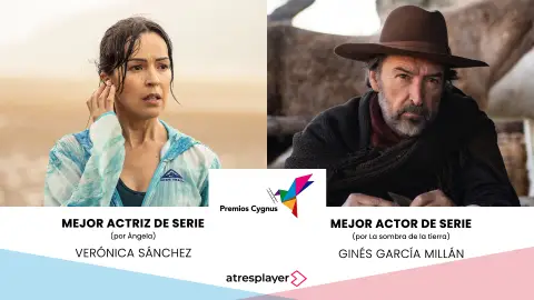 Verónica Sánchez (Ángela) y Ginés García Millán (La sombra de la tierra), galardonados en los Premios CYGNUS Verónica Sánchez (Ángela) y Ginés García Millán (La sombra de la tierra), galardonados en los Premios CYGNUS